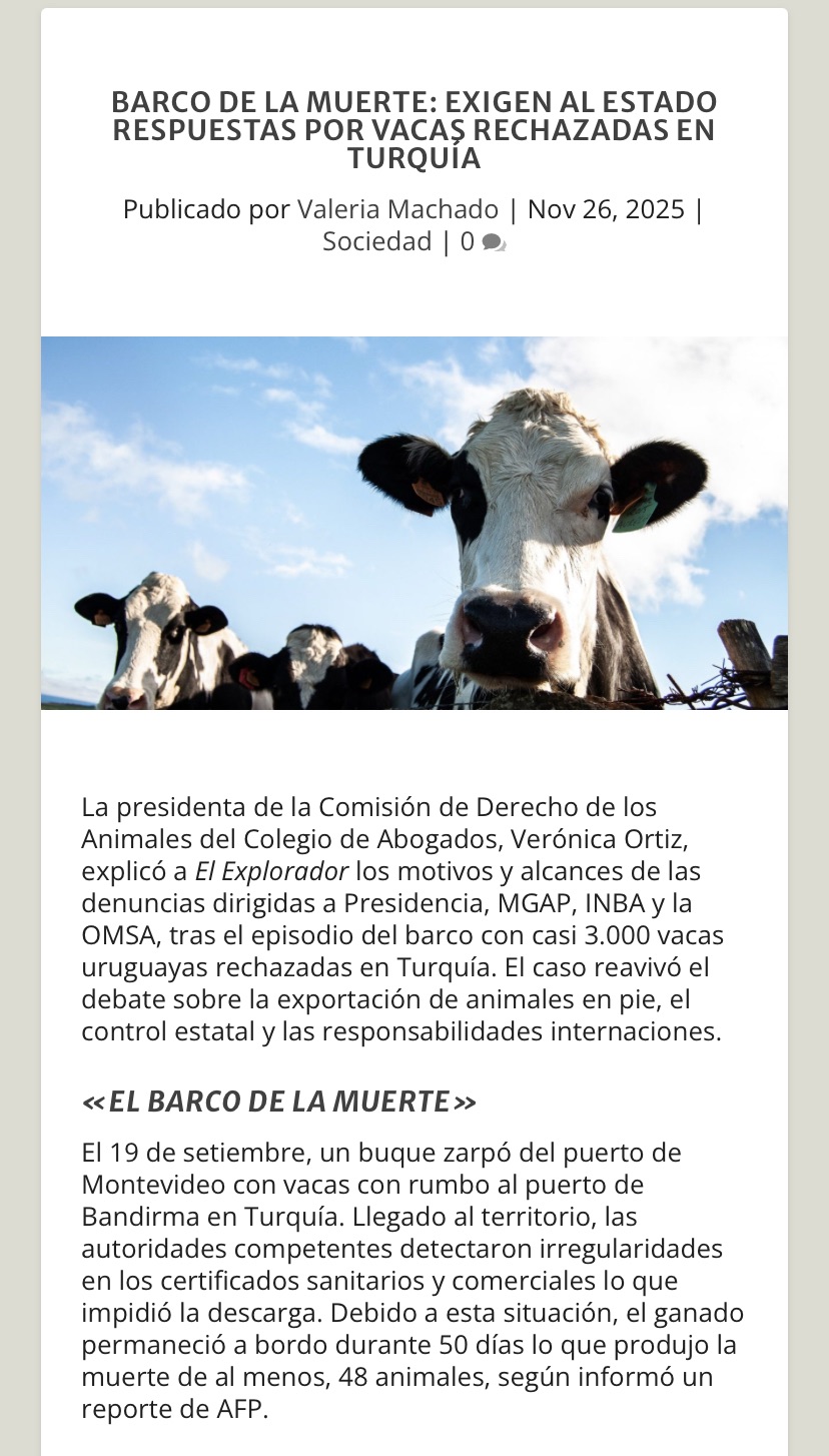 Otra perla en nuestro país. La exportación de ganado en pie